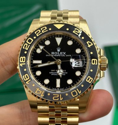 Rolex Gmt-master Ii 18 Ct Yellow Gold Black Dial Jubilee