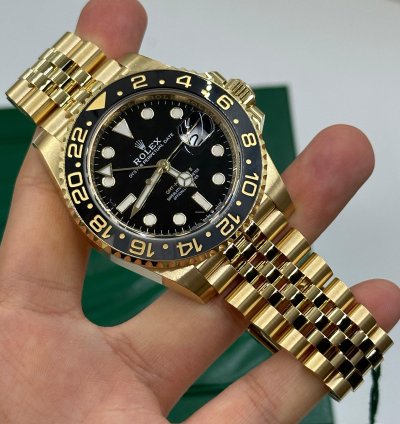 Rolex Gmt-master Ii 18 Ct Yellow Gold Black Dial Jubilee