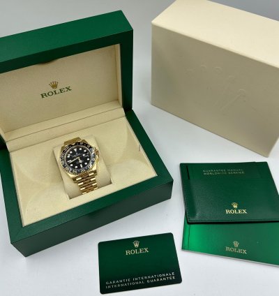 Rolex Gmt-master Ii 18 Ct Yellow Gold Black Dial Jubilee
