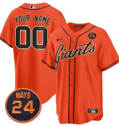 Custom San Francisco Giants Jersey 24 Willie Mays Patch 2024 Vapor Premier Limited Orange