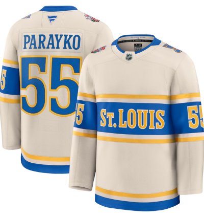 St Louis Blues 55 Colton Parayko 2025 Nhl Winter Classic Premium Cream Jersey
