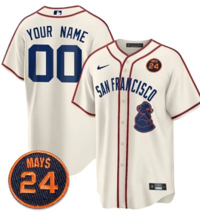 Custom San Francisco Giants Jersey 24 Willie Mays Patch 2024 Vapor Premier Limited Cream