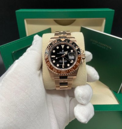 Rolex Gmt-master Ii 18k Rose Gold Rootbeer 126715chnr
