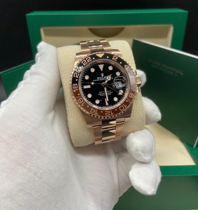 Rolex Gmt-master Ii 18k Rose Gold Rootbeer 126715chnr