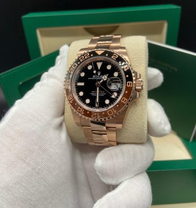 Rolex Gmt-master Ii 18k Rose Gold Rootbeer 126715chnr