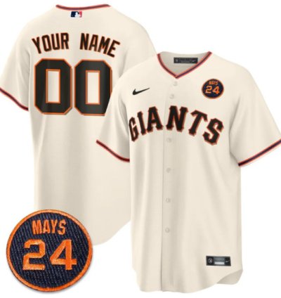 Custom San Francisco Giants Jersey 24 Willie Mays Patch 2024 Vapor Premier Limited Cream Home