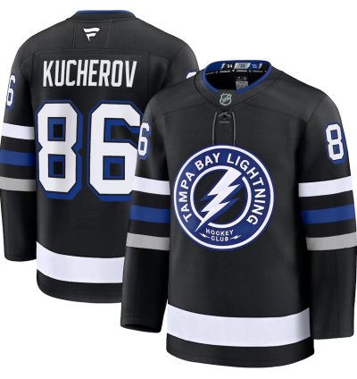 Tampa Bay Lightning 86 Nikita Kucherov Alternate Premium Jersey Black