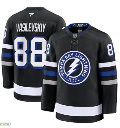 Tampa Bay Lightning 88 Andrei Vasilevskiy Alternate Premium Jersey Black