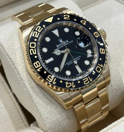 Rolex Gmt-master Ii 2018 Yellow Gold Gmt-master Ii Black Dial Discontinued Unworn Box And Papers 116718ln