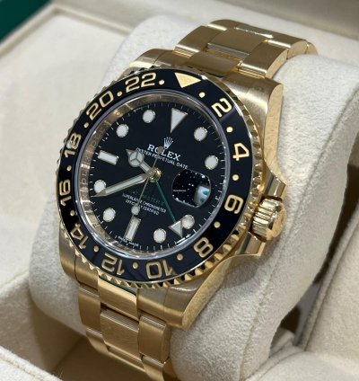 Rolex Gmt-master Ii 2018 Yellow Gold Gmt-master Ii Black Dial Discontinued Unworn Box And Papers 116718ln