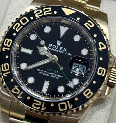 Rolex Gmt-master Ii 2018 Yellow Gold Gmt-master Ii Black Dial Discontinued Unworn Box And Papers 116718ln