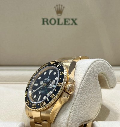 Rolex Gmt-master Ii 2018 Yellow Gold Gmt-master Ii Black Dial Discontinued Unworn Box And Papers 116718ln