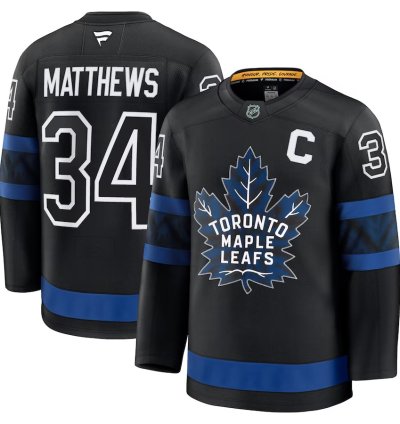Toronto Maple Leafs 34 Auston Matthews Captain Patch Alternate Jersey Black