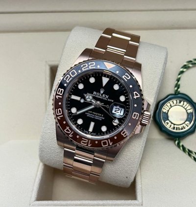 Rolex Gmt-master Ii 2021 Rose Gold Gmt-master Ii Root Beer Unworn 126715chnr Box And Papers