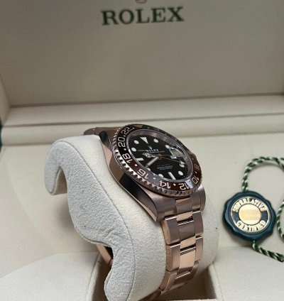 Rolex Gmt-master Ii 2021 Rose Gold Gmt-master Ii Root Beer Unworn 126715chnr Box And Papers