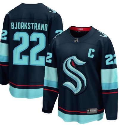 Mens Oliver Bjorkstrand Jersey 22 Seattle Kraken Navy All Stitched