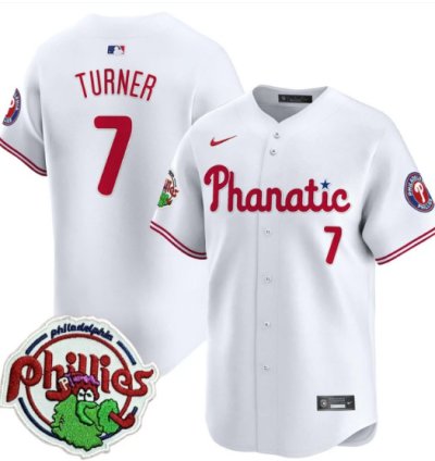 Trea Turner Jersey 7 Phillies Phanatic Patch Vapor Premier Limited Stitched White