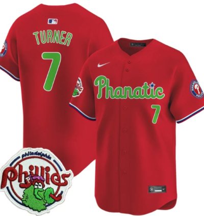 Trea Turner Jersey 7 Phillies Phanatic Patch Vapor Premier Limited Stitched Red