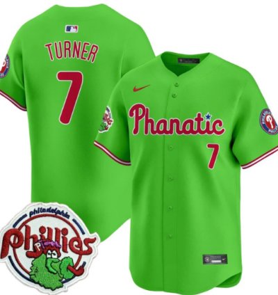 Trea Turner Jersey 7 Phillies Phanatic Patch Vapor Premier Limited Stitched Green