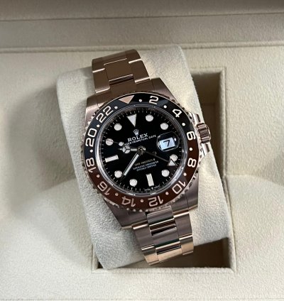 Rolex Gmt-master Ii 2022 Rose Gold Gmt-master Ii Root Beer Unworn Box And Papers 126715chnr
