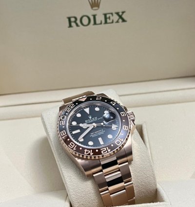 Rolex Gmt-master Ii 2022 Rose Gold Gmt-master Ii Root Beer Unworn Box And Papers 126715chnr