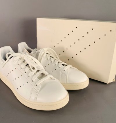 Adidas Stella Mccartney White Multi Color Leather Stars Lace-up Low Top Sneakers