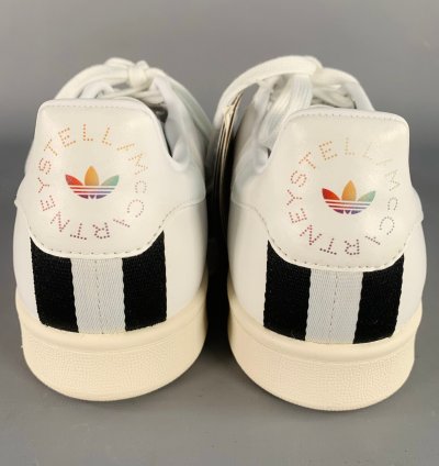 Adidas Stella Mccartney White Multi Color Leather Stars Lace-up Low Top Sneakers