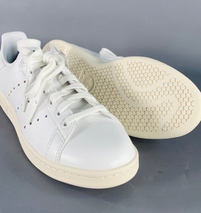 Adidas Stella Mccartney White Multi Color Leather Stars Lace-up Low Top Sneakers