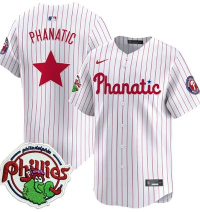 Phanatic Jersey Phillies Phanatic Patch Vapor Premier Limited Stitched White Pinstripe