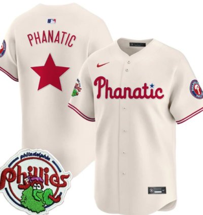 Phanatic Jersey Phillies Phanatic Patch Vapor Premier Limited Stitched Cream