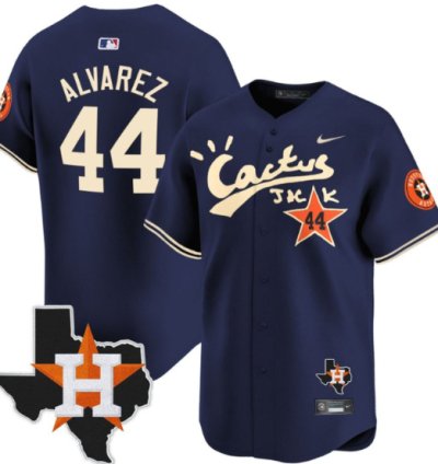 Yordan Alvarez 44 Houston Astros Cactus Jack Houston Patch Navy Limited Jersey