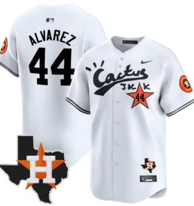 Yordan Alvarez 44 Houston Astros Cactus Jack Houston Patch Limited Jersey White