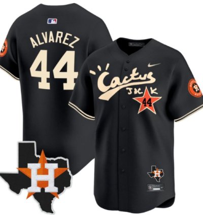 Yordan Alvarez 44 Houston Astros Cactus Jack Houston Patch Limited Jersey Black