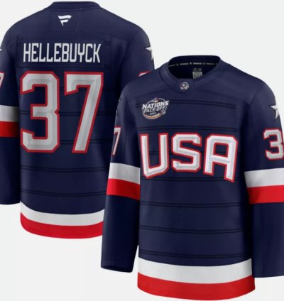 Mens Connor Hellebuyck 37 Usa Navy 2025 4 Nations Face-off Stitched