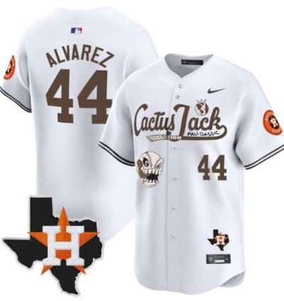Yordan Alvarez 44 Houston Astros Cactus Jack Foundation Fall Classic Limited Jersey White