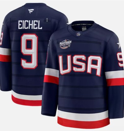 Mens Jack Eichel Jersey 9 Usa Navy 2025 4 Nations Face-off Stitched