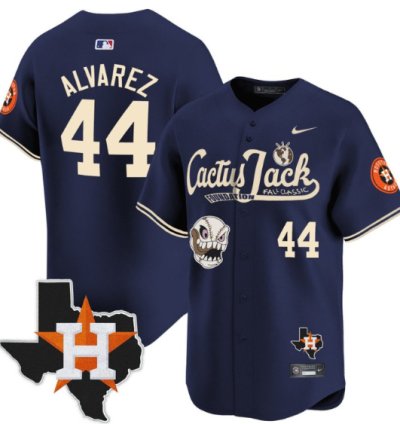 Yordan Alvarez 44 Houston Astros Cactus Jack Foundation Fall Classic Limited Jersey Navy