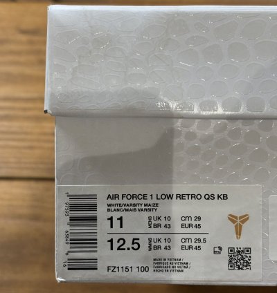 Kobe Bryant Air Force 1 Low Retro Qs Lakers Home
