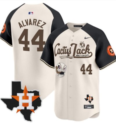 Yordan Alvarez 44 Houston Astros Cactus Jack Foundation Fall Classic Limited Jersey Cream Alternate