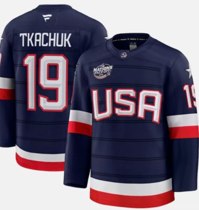 Mens Matthew Tkachuk Jersey 19 Usa Navy 2025 4 Nations Face-off Stitched