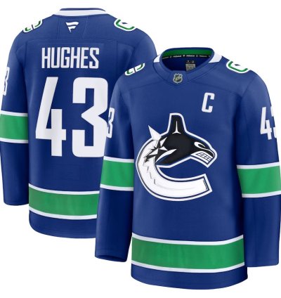 Vancouver Canucks 43 Quinn Hughes Home Jersey Blue