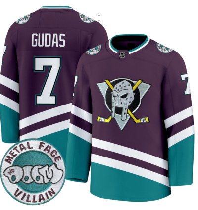 Men Radko Gudas Jersey 7 Anaheim Ducks Mf Doom Metal Face Villain Stitched