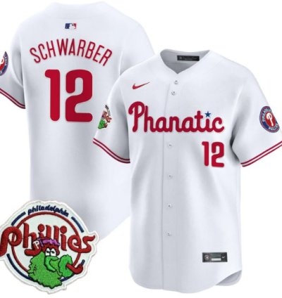 Kyle Schwarber Jersey 12 Phillies Phanatic Patch Vapor Premier Limited Stitched White