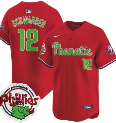 Kyle Schwarber Jersey 12 Phillies Phanatic Patch Vapor Premier Limited Stitched Red