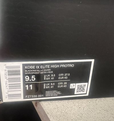 Kobe Ix Elite High Protro Black Metallic Silver
