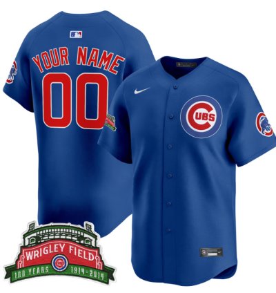 Custom Chicago Cubs Jersey Wrigley Field Style Vapor Premier Limited All Stitched Royal