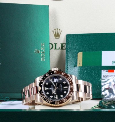 Rolex Gmt-master Ii 24h Ceramic 18k Ros Gold Automatic Fullset Box Papers