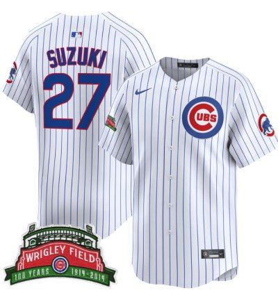 Seiya Suzuki Jersey 27 Chicago Cubs Wrigley Field Style Vapor Premier Limited Stitched Pinstripe
