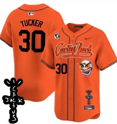 Kyle Tucker 30 Houston Astros Cactus Jack Patch V2 Men Jersey - Orange