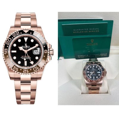 Rolex Gmt-master Ii 40mm 18k Rose Gold Rootbeer Oyster Bracelet 126715chnr